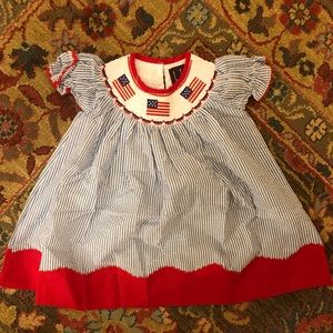Lil cactus American flag smocked dress USA
